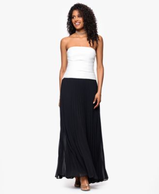 Betsy & Adam - Petite Strapless Mixed-Media Dress