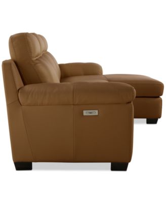 Julius II 3-Pc. Leather Chaise Sectional with 1 Power Recliner, Macy's Exclusive