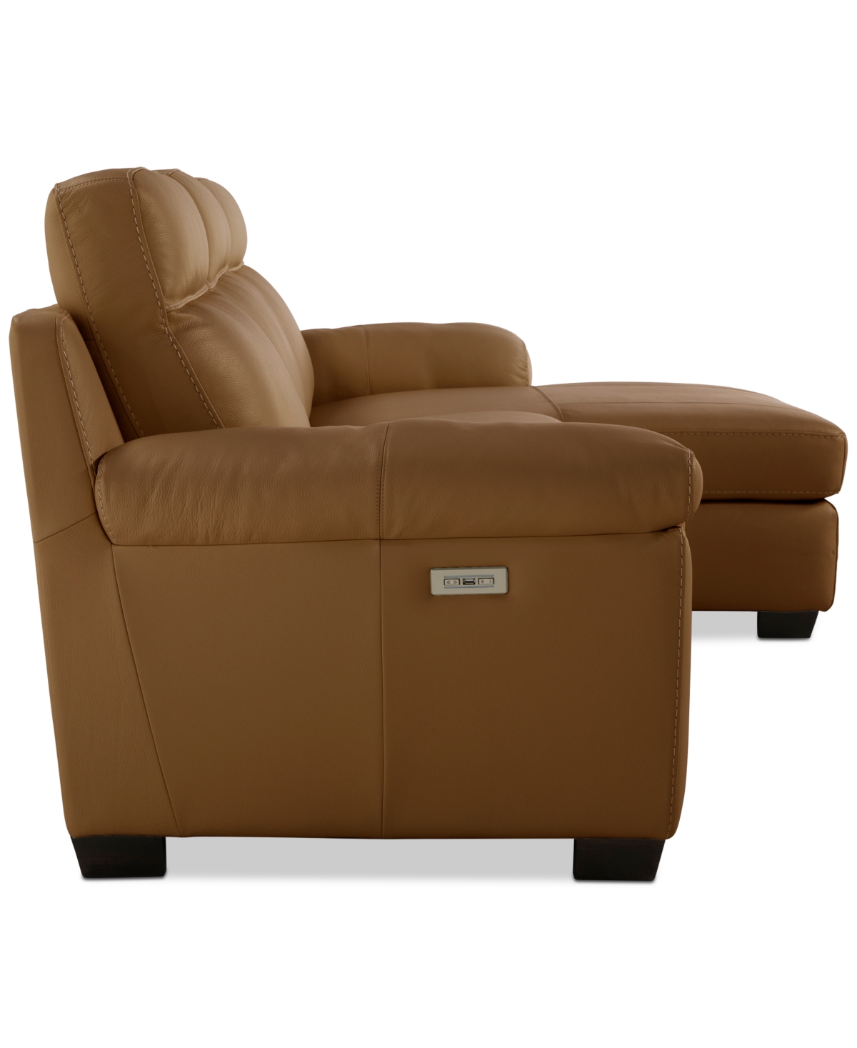 Macy's Julius Ii 3-pc. Leather Chaise Sectional With 1 Power Recliner,  Exclusive In Brown