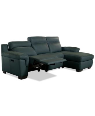 Julius II 3-Pc. Leather Chaise Sectional with 1 Power Recliner, Macy's Exclusive