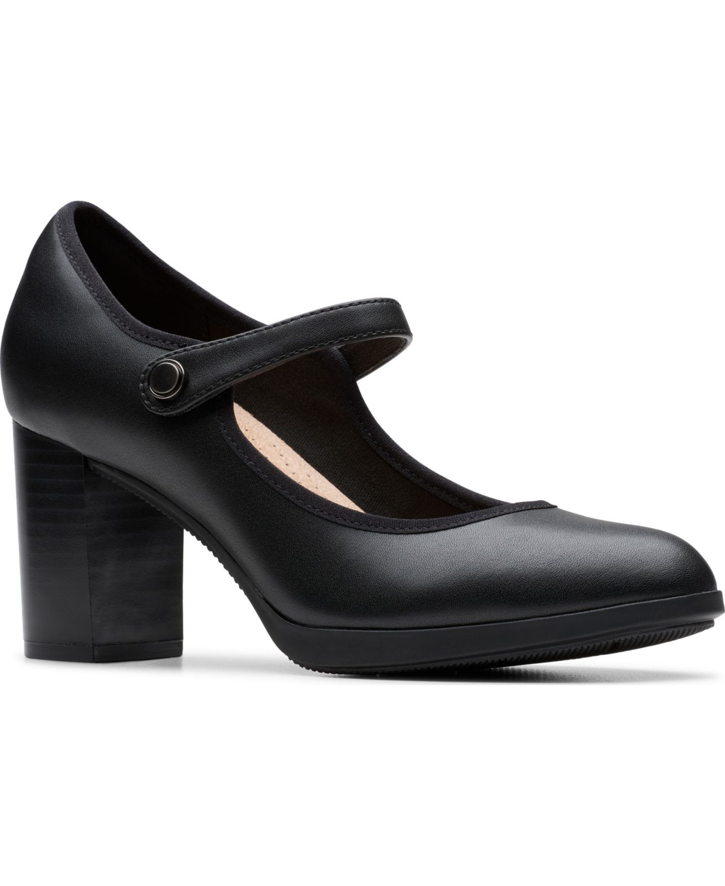 Женские туфли Clarks Bayla Lily Round Toe Pumps, цвет: Чёрный кожаный — фото 1