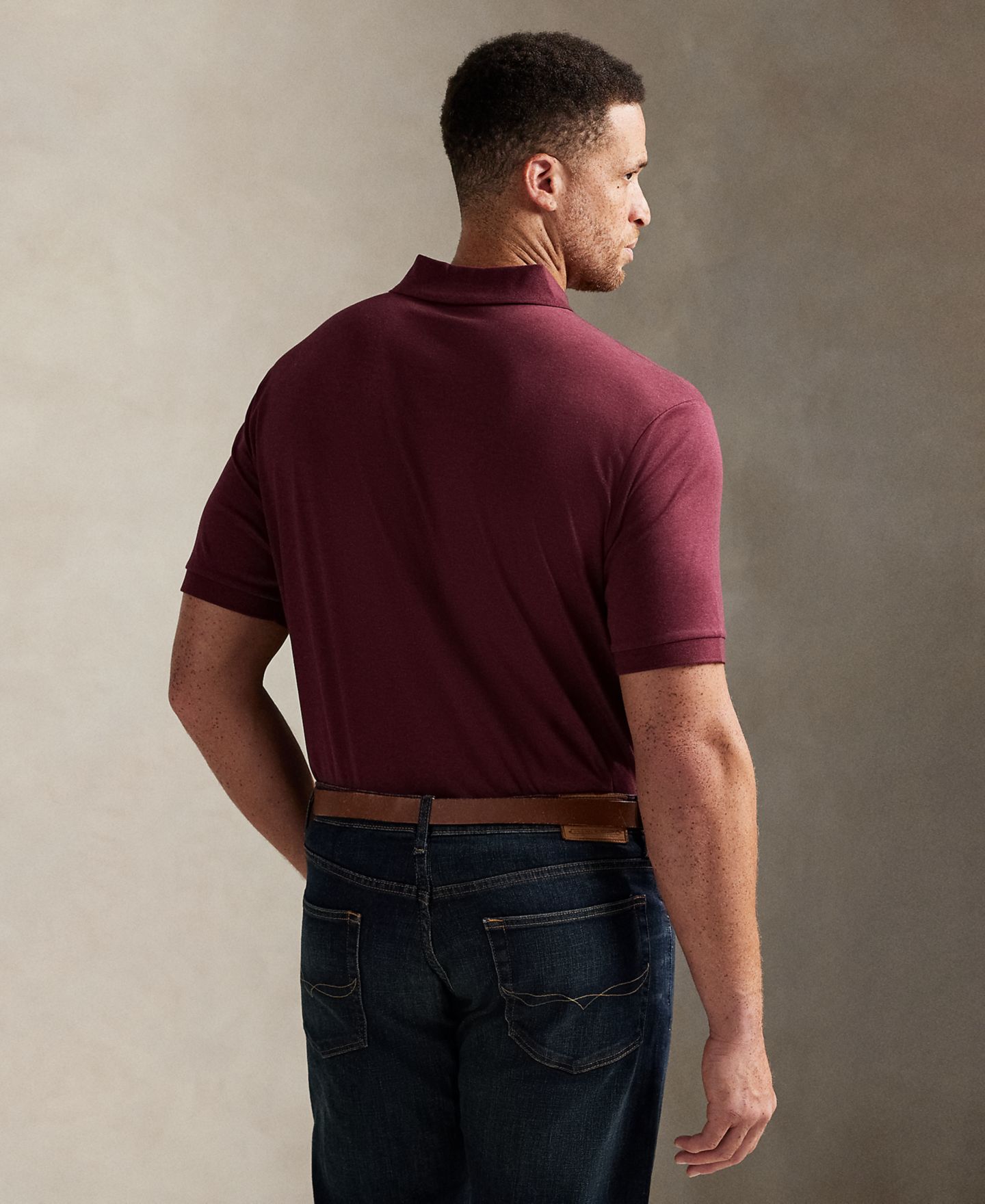 Мужское поло Polo Ralph Lauren Big & Tall Classic-Fit Soft Cotton Polo Shirt, цвет: Винный меланжевый — фото 2
