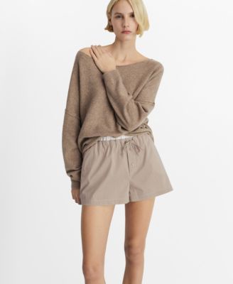 MANGO - Women's Elasticated Detail Striped Pajama Shorts