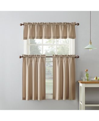 Martine Microfiber Semi-Sheer Rod Pocket Kitchen Curtain Valance and Tiers Set