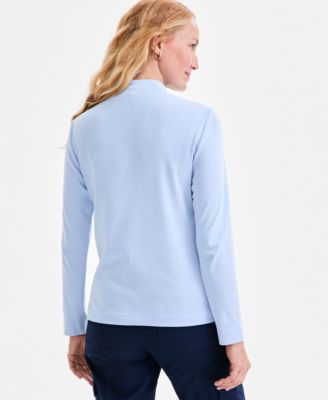 Women's Cotton Mock-Neck Long-Sleeve Tee