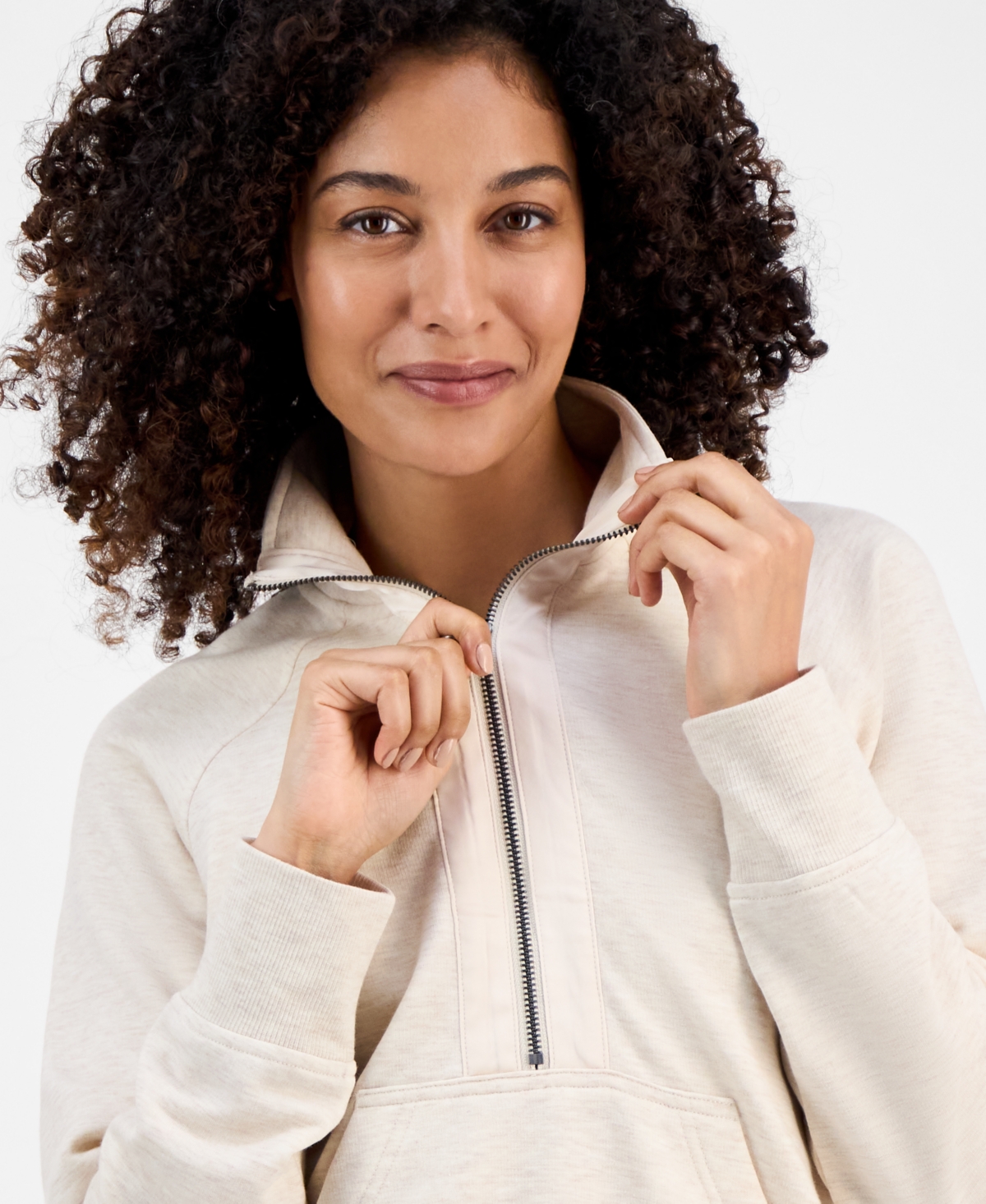Style & Co Petite Heathered Cloud Fleece Half-zip Sweatshirt, Macy's Exclusive