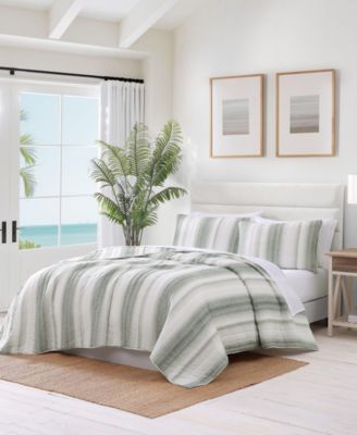 Tommy Bahama La Prisma Stripe Texture Cotton 3-Pc. Quilt Set, King