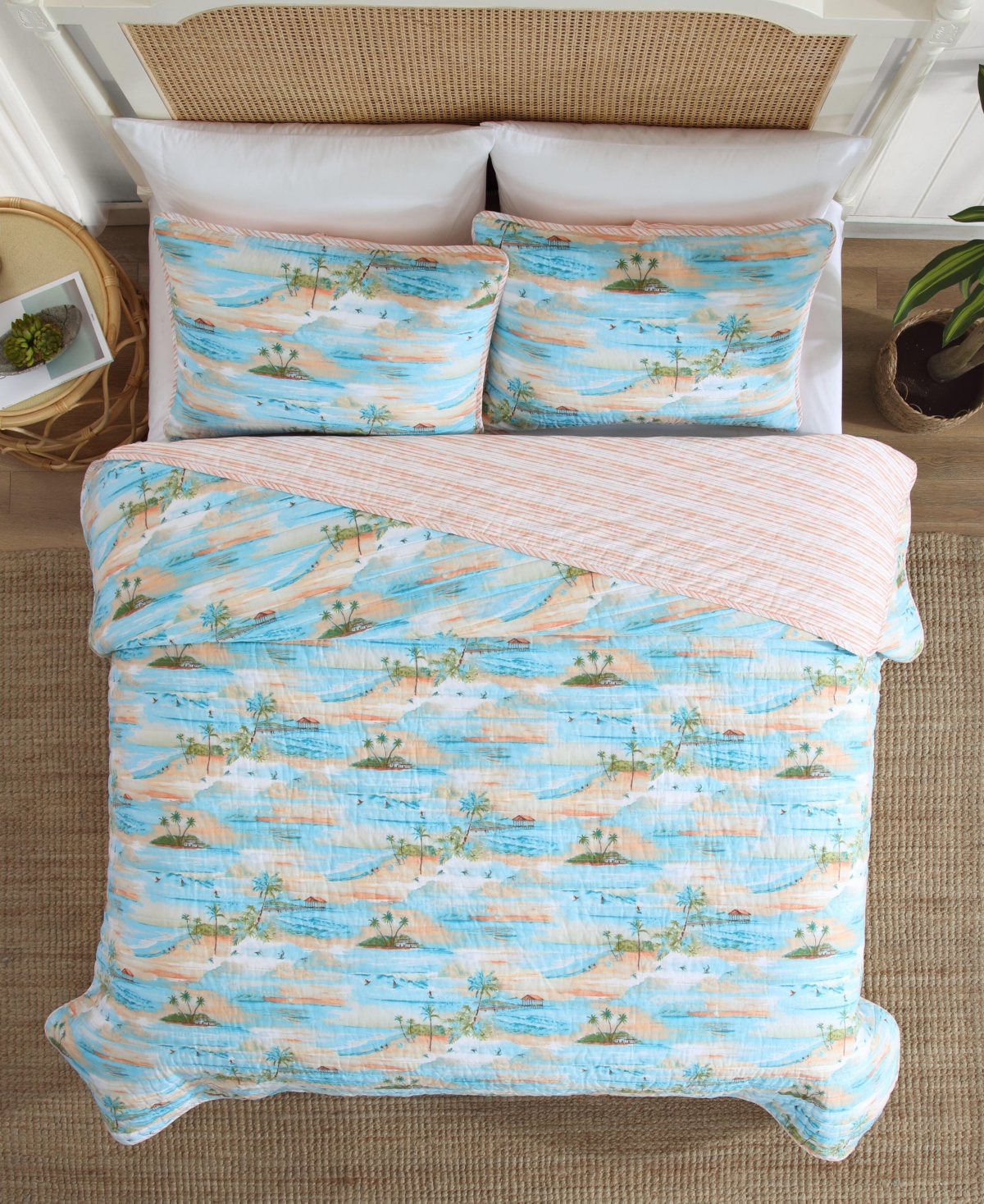 Closeout! Tommy Bahama Bon Voyage Cotton Reversible 3-Pc. Quilt Set