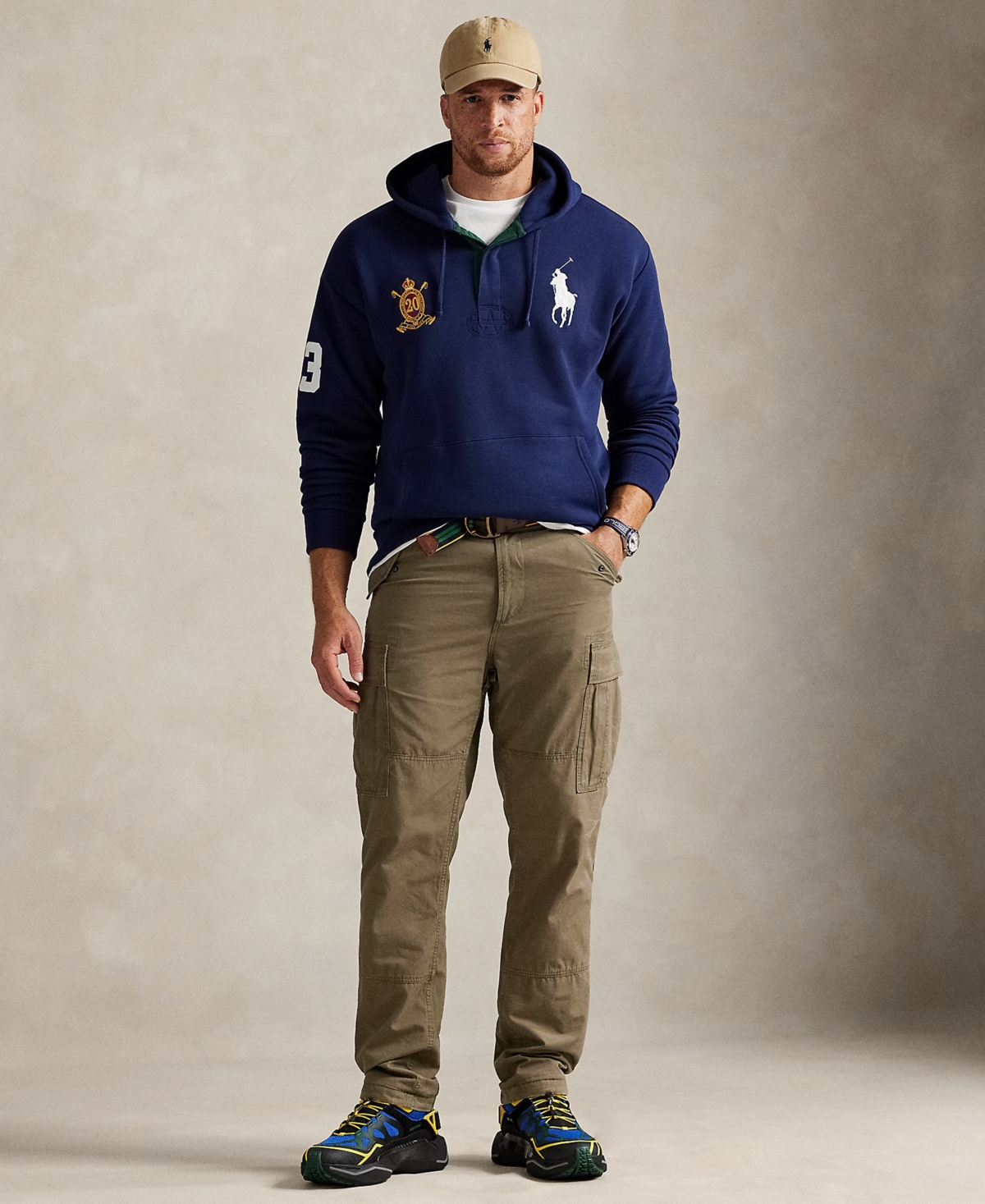 Polo Ralph Lauren Men's Big & Tall 20th Anniversary Crest Fleece Hoodie In Blue