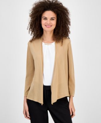 Kasper - Women's Solid Soft-Edge A-Line Cardigan Sweater