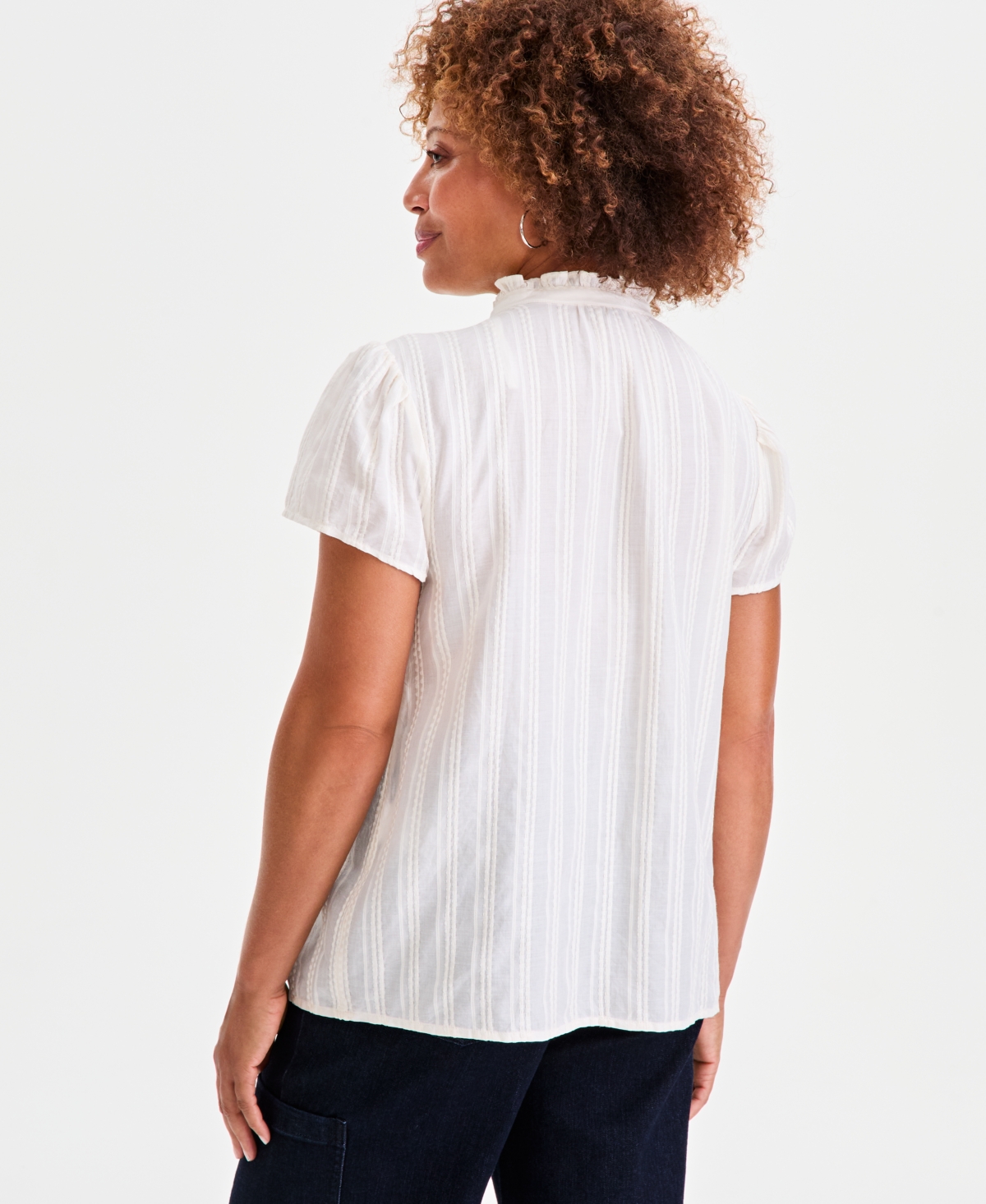 Style & Co Women's Cotton Embroidered Button-front Blouse, Macy's Exclusive In White
