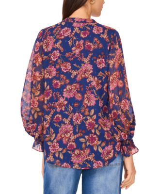 Women's Split-Neck Long-Sleeve Blouse
