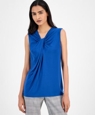 Kasper - Women's Twist-Front Sleeveless Blouse