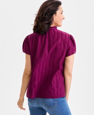 Women's Cotton Embroidered Button-Front Blouse, Macy's Exclusive