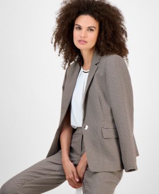 Houndstooth Single-Button-Front Jacket, Regular & Petite 