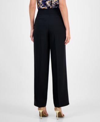 Mid-Rise Pleated Crepe Pants, Regular & Petite