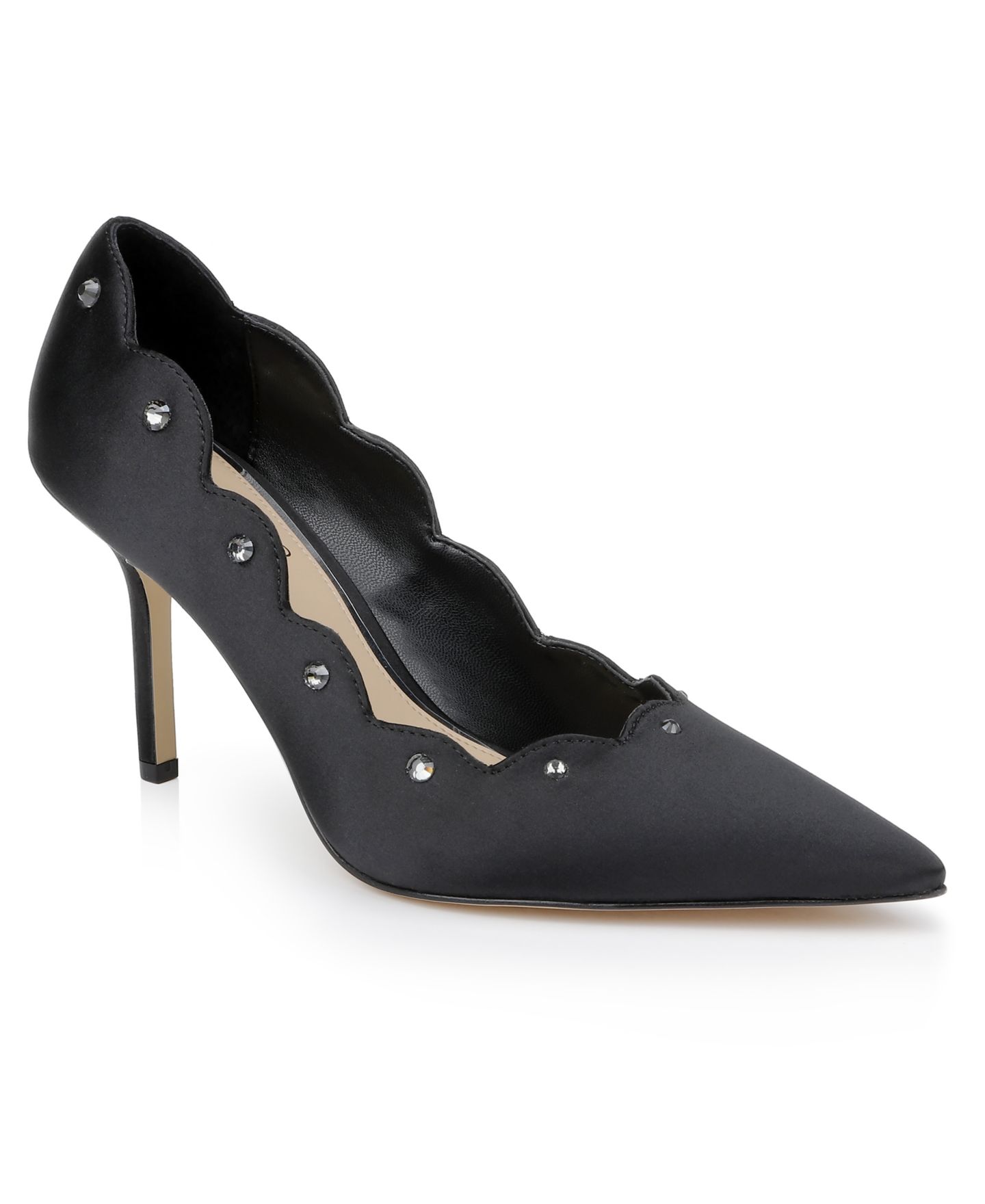 Женские туфли Jewel Badgley Mischka Eleni Evening Pumps, цвет: Чёрный атласный — фото 1