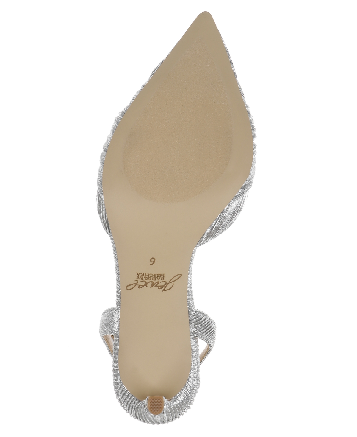 Jewel Badgley Mischka Enid Ankle Strap Pointed Toe Pump In Silver