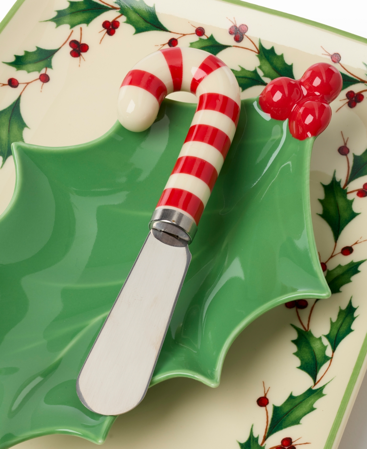 Lenox Holiday 3-piece Hostess Set With Spreader In Green