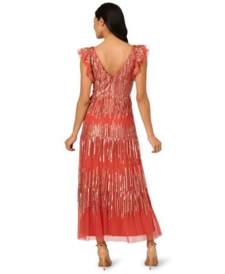 Women's Beaded Mesh Tiered Dress