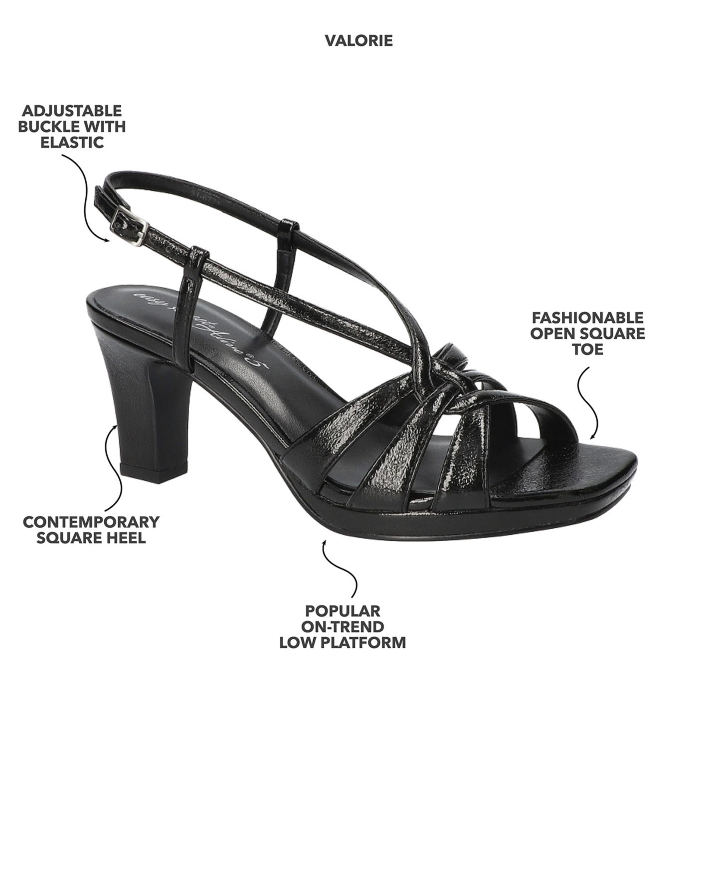 Женские сандалии Easy Street Valorie Sqaure Toe Platform, цвет: Чёрный, вариант 1 — фото 9