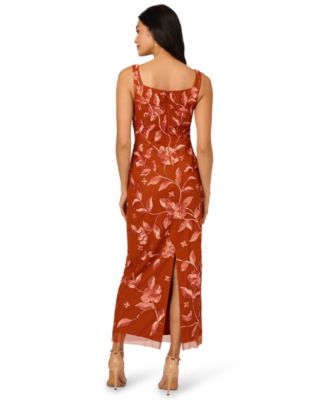 Women's Beaded Mesh Slim Column Dress