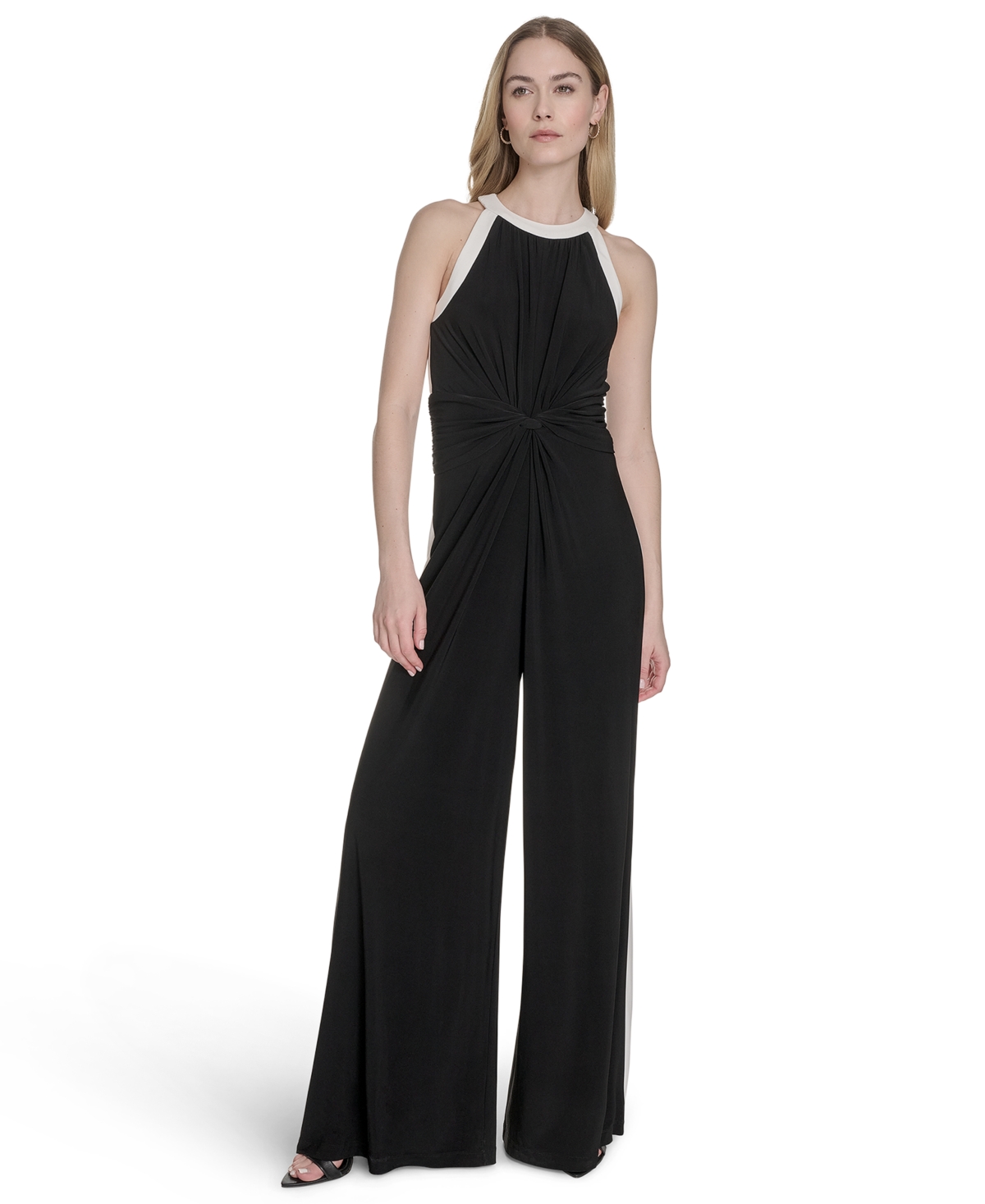 Petite Sleeveless Wide-Leg Jumpsuit - Black Ivory