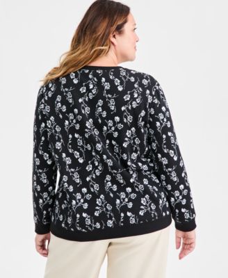 Plus Size Floral Crewneck Sweatshirt, Macy's Exclusive