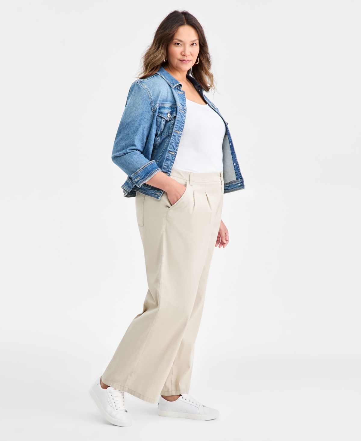 Style & Co Plus Size Pleated Straight-leg Pant, Macy's Exclusive In Gray