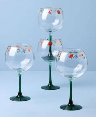 Nutcracker Ballet Balloon Wine Glasses, Set of 4
