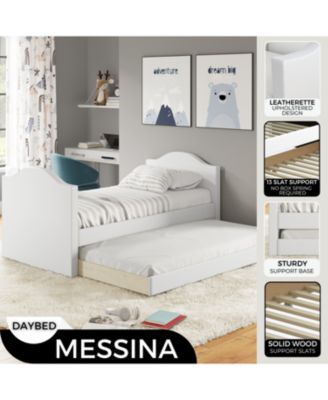 Messina Faux Leather Upholstered Daybed with Pull out trundle, Twin