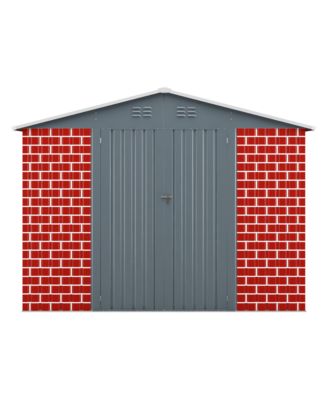 8"x12" Outdoor Storage Shed, Huge Metal Shed with 2 Double Hinged Doors