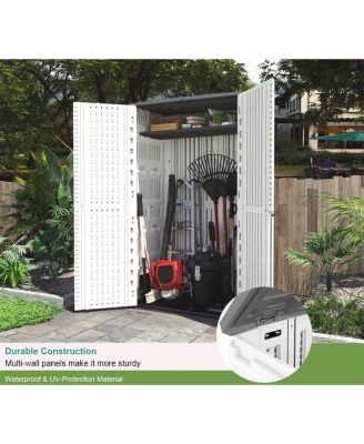 50 "W x 29" D x 79.53"H Outdoor Storage Shed with Sliding Door ,Double Cabinet