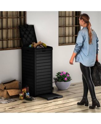 31 Gallon Large Outdoor Trash Can with Lid and Liquid Drawer