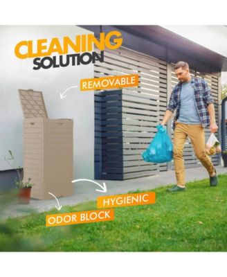 31 Gallon Large Outdoor Trash Can with Lid and Liquid Drawer