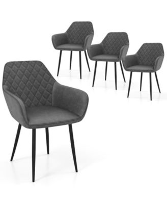 Leisure Dining Chair Set of 4 Upholstered Accent Chairs w/ Curved Backrest