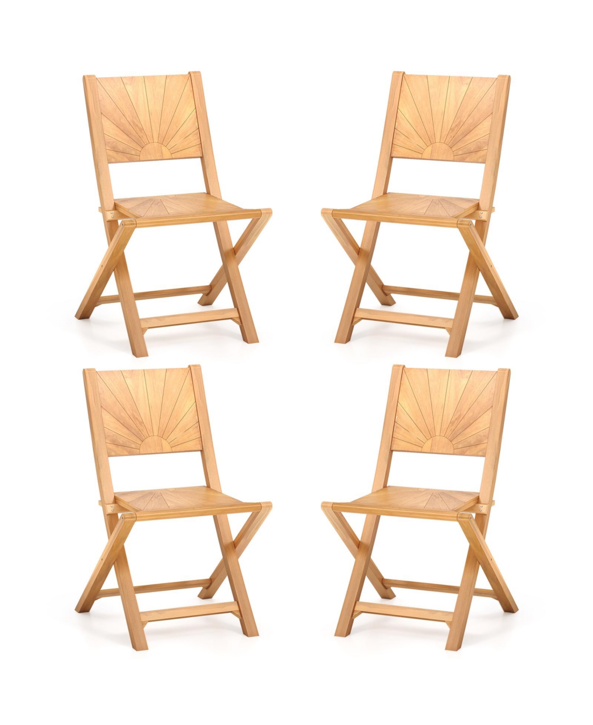 Gymax Pcs Folding Patio Chairs w/ Inclined Backrest Teak Wood Outdoor Dining Chairs