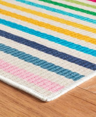 Rainbow Stripe Machine Washable DA2052 2'x3' Area Rug