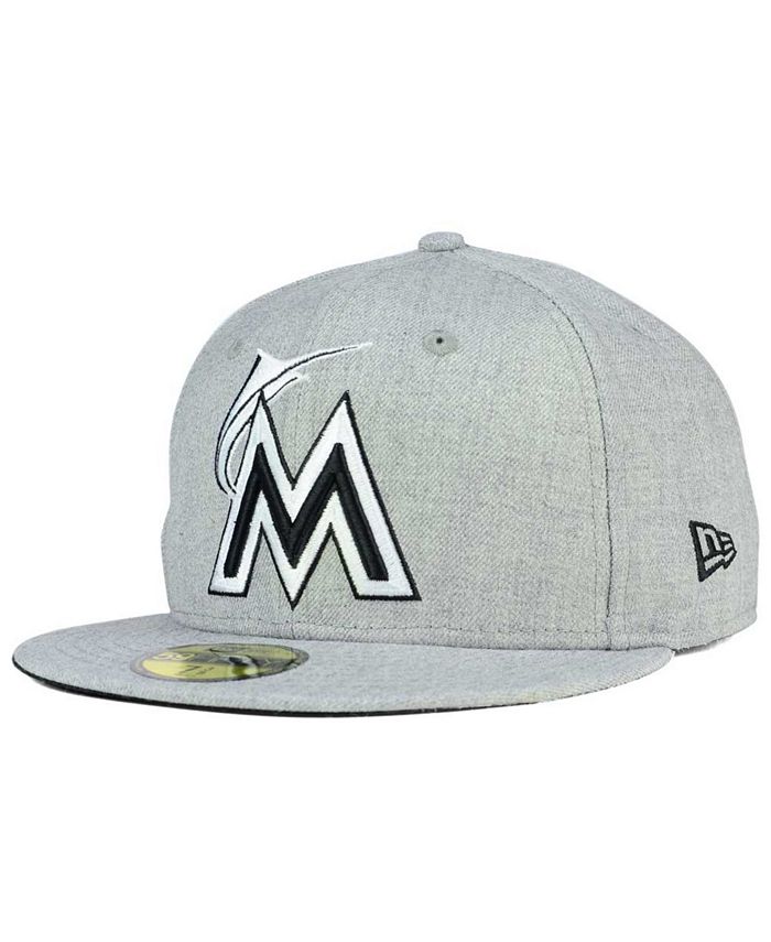 New Era Miami Marlins Heather Black White 59FIFTY Fitted Cap - Macy's