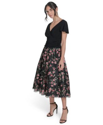 Women's Embroidered-Skirt Fit & Flare Dress