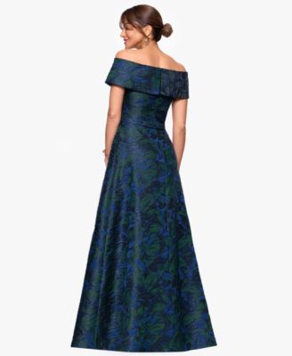 Women's Jacquard Off-The-Shoulder Ball Gown