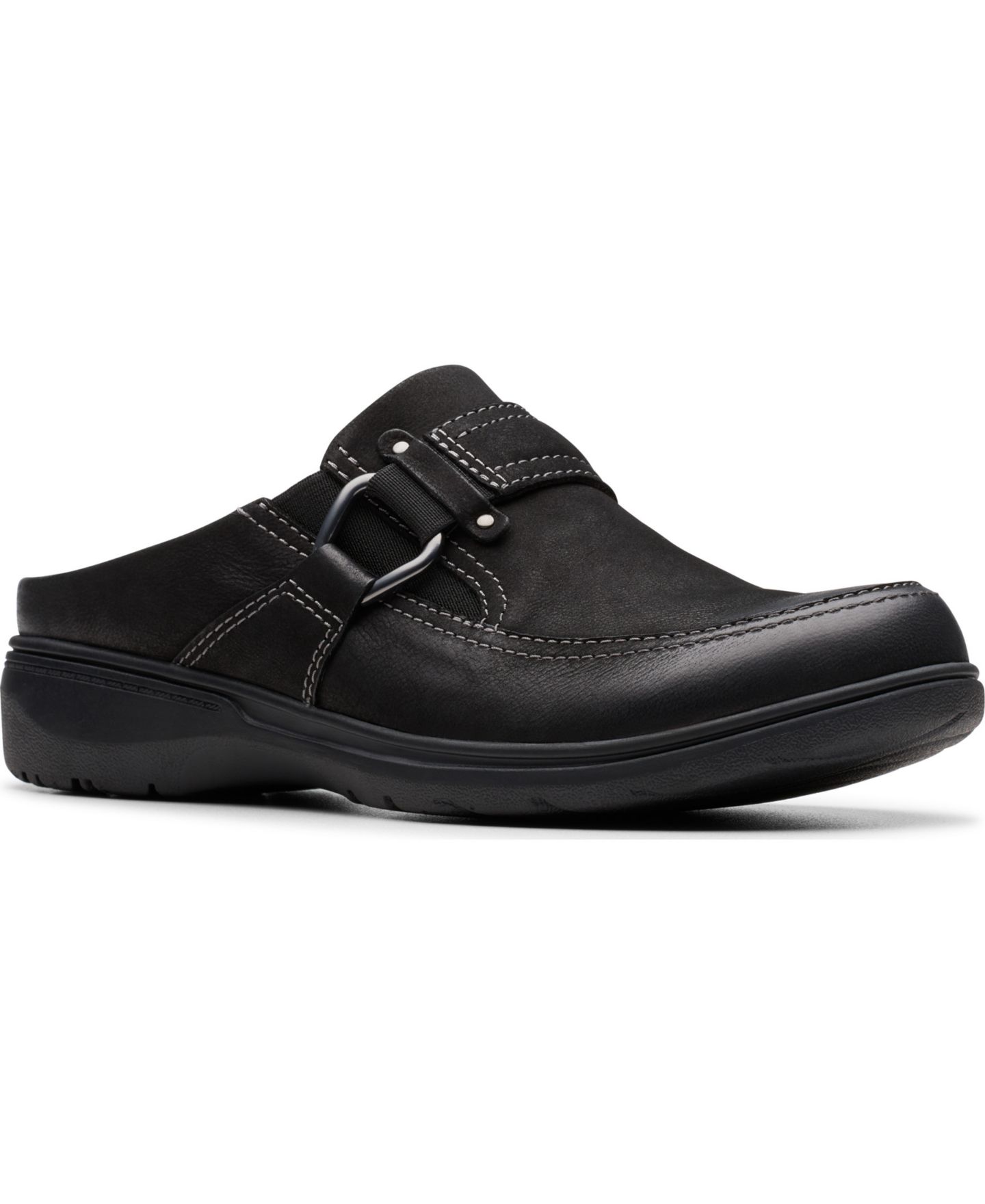 Женские сабо Clarks Carleigh Viola Round Toe Mules, цвет: Чёрный нубуковый — фото 1