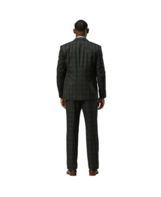 Men's Glen Plaid Hybrid-Fit 3pc Notch Lapel Suit Set, Jacket Vest and Pants