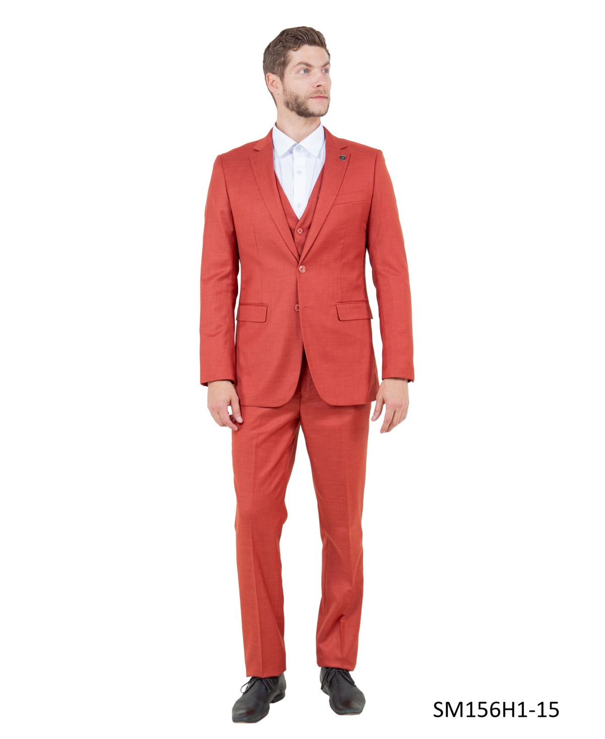 Big & Tall Solid Textured 3-Piece Jacket With Solid Vest And Pants Suit Notch Lapel - Green