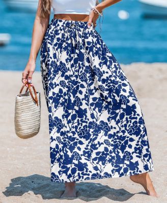 Women's Wildflower Sky Blue Midi Skirt