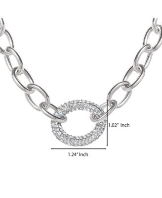 Oval Pav&eacute; Link Statement Necklace