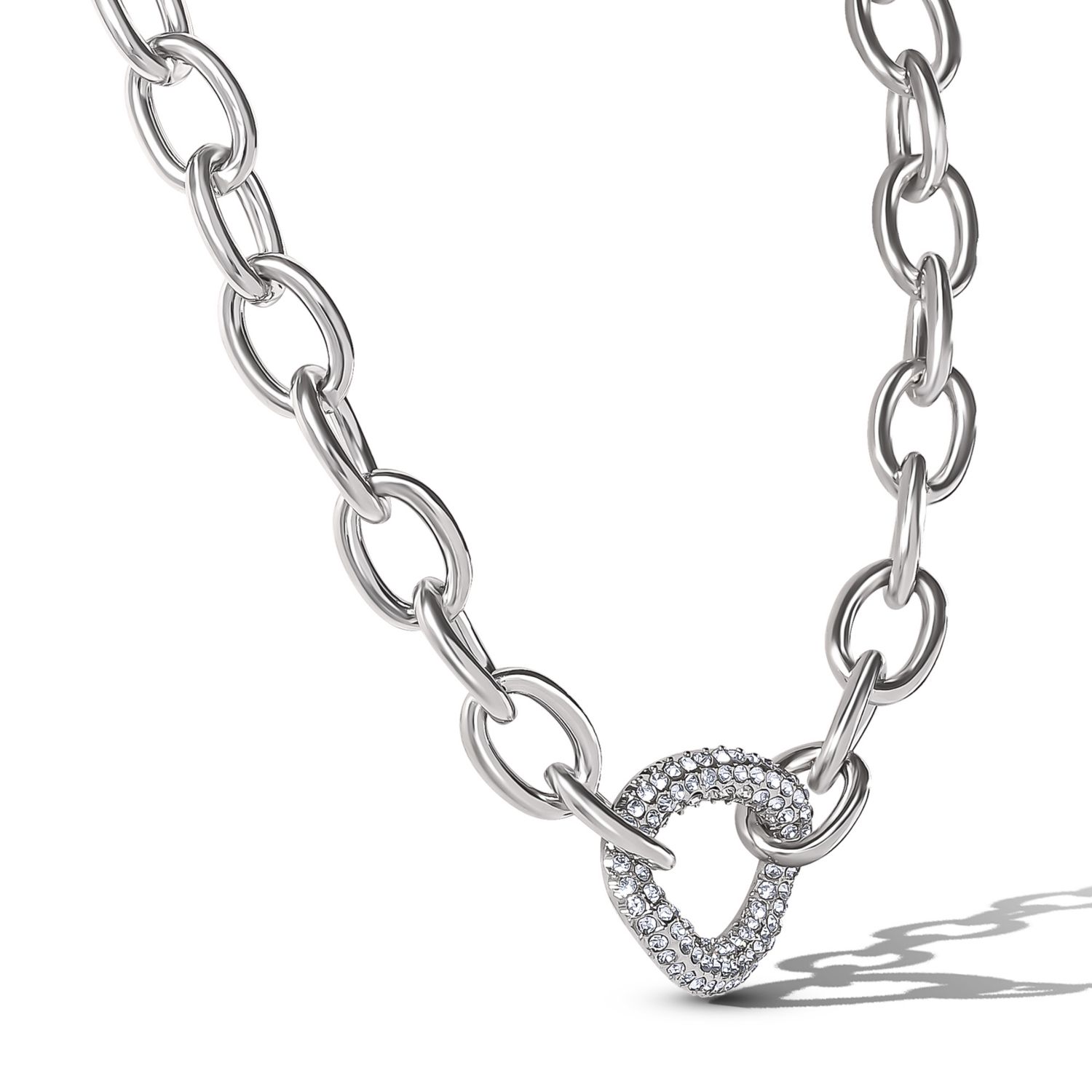 -Tone Oval PavÃ© Link Statement Necklace