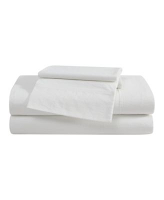 Solid Brushed 180-Thread Count Cotton Percale 4-Pc. Sheet Set, Queen