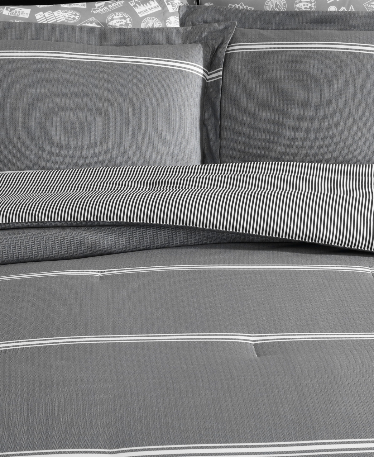 Eddie Bauer Chevron And Stripes Microfiber Reversible 7-Pc. Comforter Set