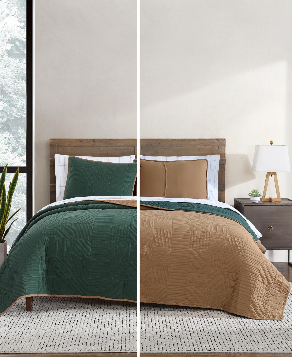 Eddie Bauer Solid Washed Microfiber Reversible 3-pc. Quilt Set, Full/queen In Multi
